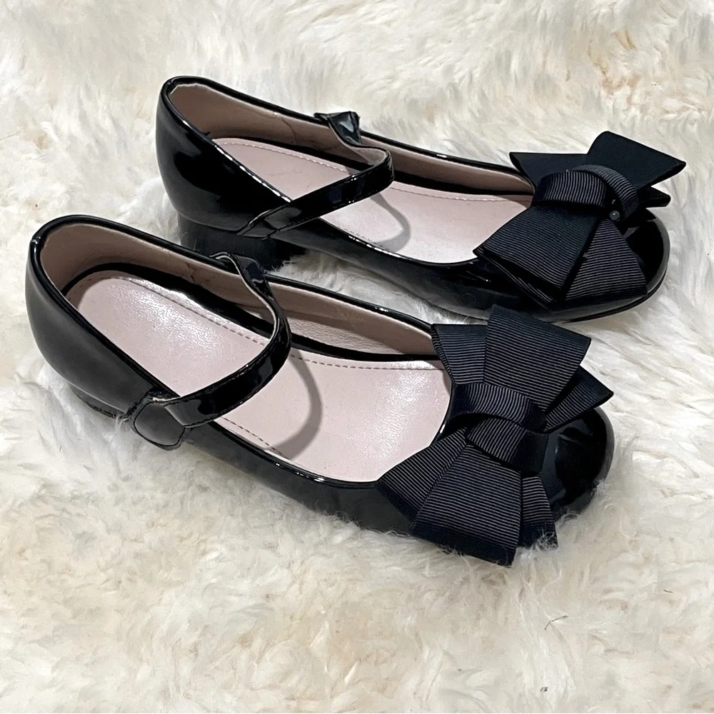 Dress Bow Black Girl’s Holiday Adorable Shoes Size 31